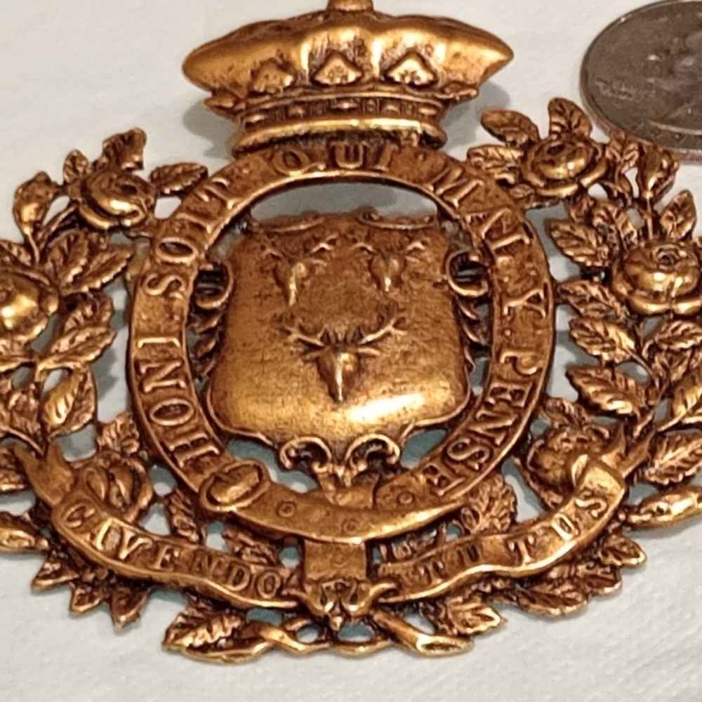 Vintage Order Of The Garter Motto Brooch/Medalion/Cavandish Family Crest/Crown